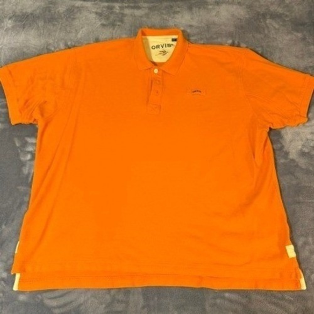 Orvis Mens XXL Orange Short Sleeve Cotton Pique Polo Shirt 2HCJ Classic Fit